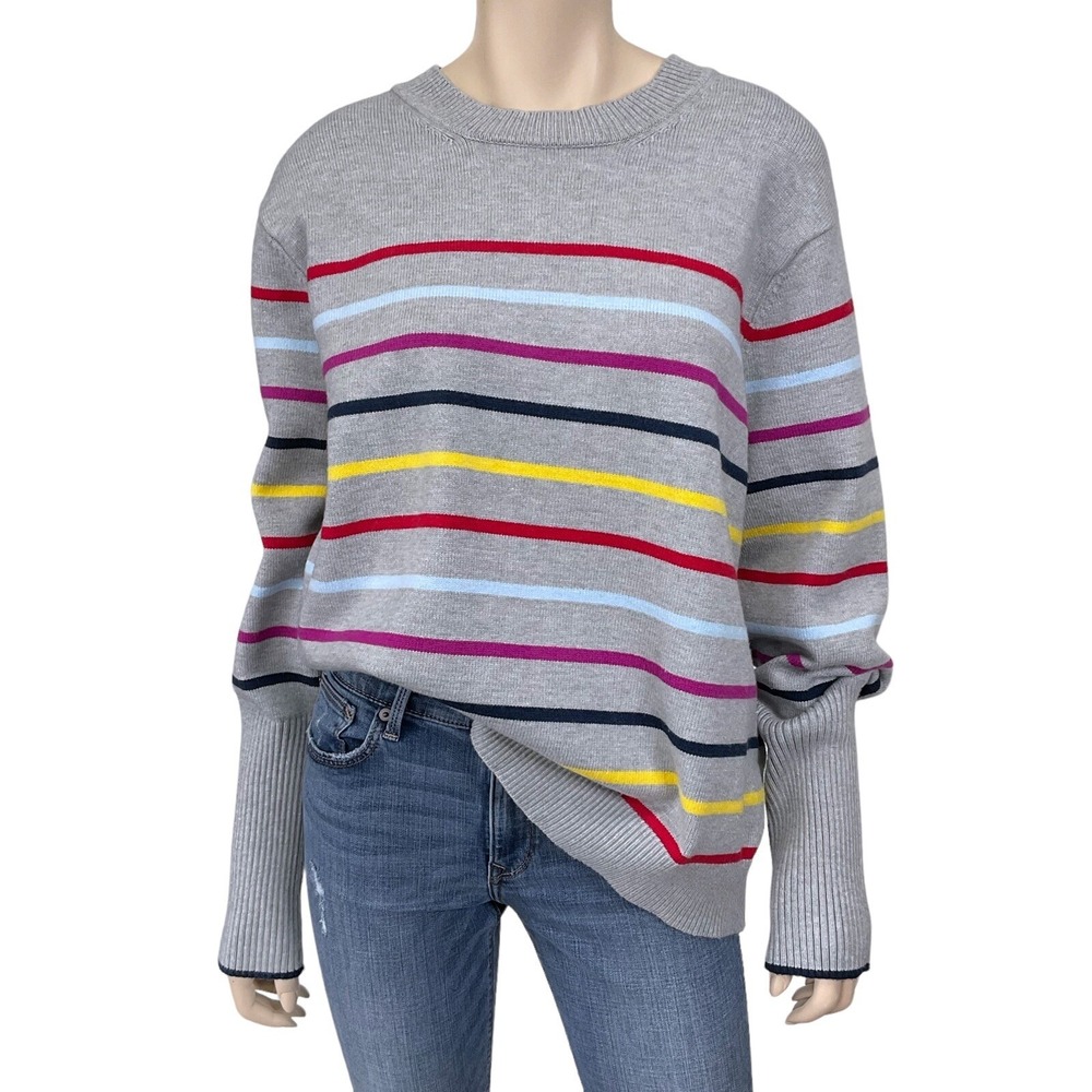 La Ligne Sweater Women 2X Gray‎ Stripe Long Sleeve Chunky Target NWT